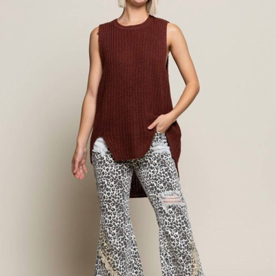 Pol Fired Brick Sleeveless Sweater In Red