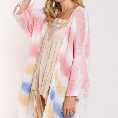 POL RAINBOW DISTRESSED CARDIGAN