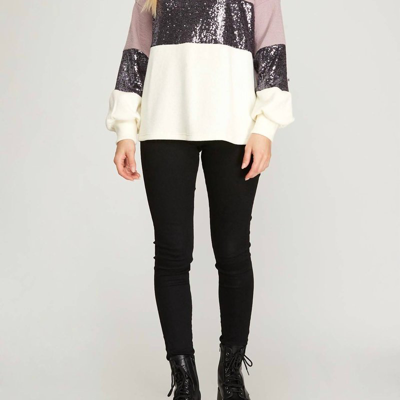 She + Sky Multi Colored Sweater With Sequins In White