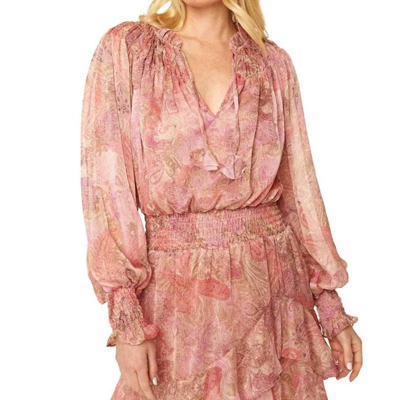 Misa Almaha Dress In Muted Paisley In Pink