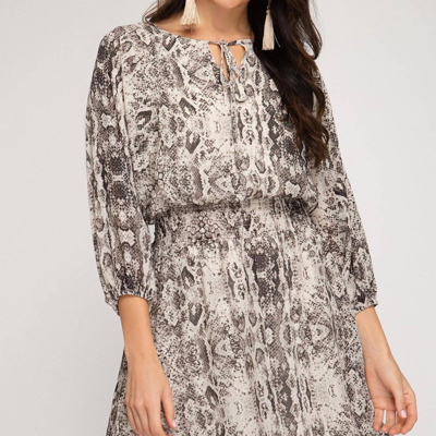 SHE + SKY LUREX SNAKESKIN PRINT DRESS