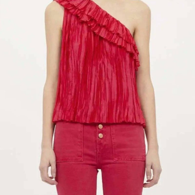 Ulla Johnson Ravenna Sleeveless One-shoulder Ruffle Top In Pink