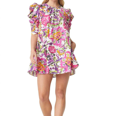 Misa Emilia Abstract-print Mini Shift Dress In Pink