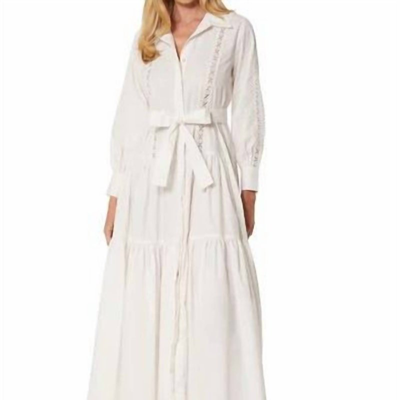 Misa Marlena Long Sleeve Poplin Maxi Dress In White