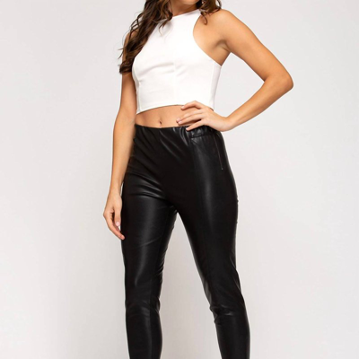 She + Sky Faux Leather Pants In Black