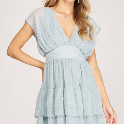 She + Sky Swiss Dot Tiered Dress In Blue