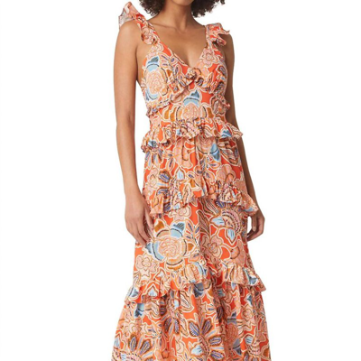 Misa Morrison Dress In Tangerine Flora In Orange