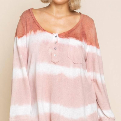 Pol Stripe Tie Dye Plus Sweater In Pink