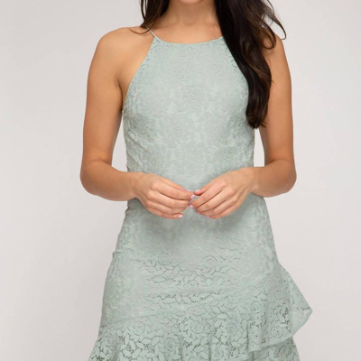 She + Sky Lace Cami Dress In Green