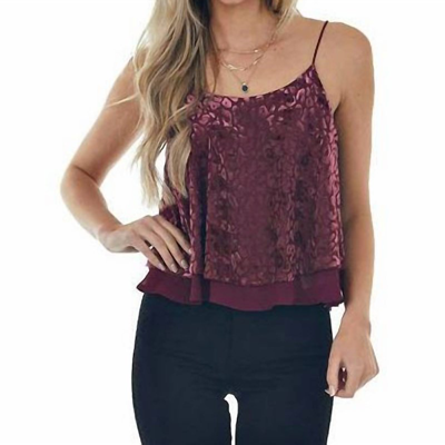 She + Sky Burnout Leopard Print Sleeveless Top In Red
