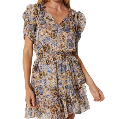 Misa Kayla Dress In Sketched Floral In Brown