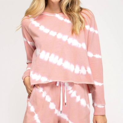 She + Sky Tie Dye Knit Top In Pink