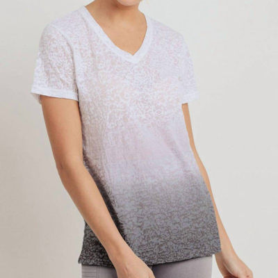 Mono B Clothing Burnout Ombre V-neck Tee In Grey