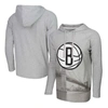 Stadium Essentials Heather Gray Brooklyn Nets Atrium Raglan Long Sleeve Hoodie T-shirt In Heather Gray