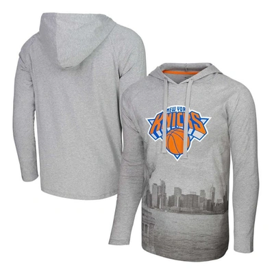Stadium Essentials Heather Grey New York Knicks Atrium Raglan Long Sleeve Hoodie T-shirt