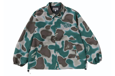 Pre-owned Bape Liquid Camo  Sta Relaxed Fit Coach Jacket Olivedrab