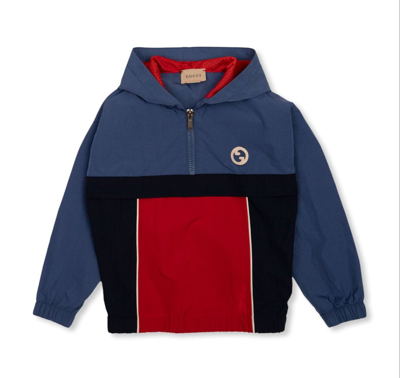 Gucci Kids Interlocking G Zip Detailed Hooded Jacket In Multi