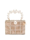 ROSANTICA 'HOLLI' PINK HANDBAG WITH PEARL HANDLE AND REMOVABLE POUCH IN FABRIC AND BRASS WOMAN