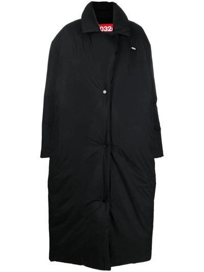 032c Padded Oversize Long Coat In Negro