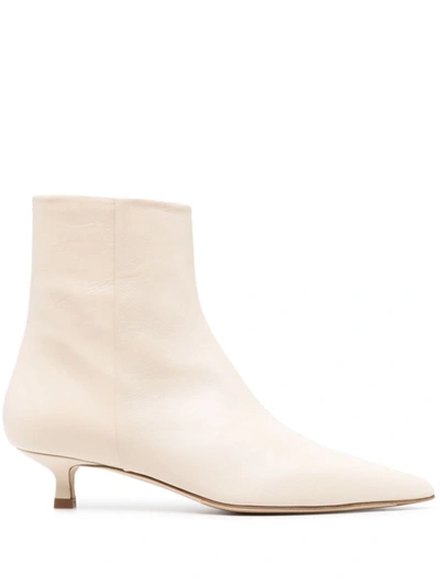 Aeyde Side-zip Leather Ankle Boots In White