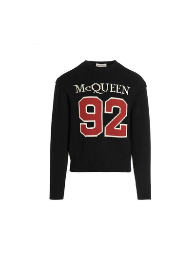 Alexander Mcqueen Intarsia-knit Knitted Cotton Jumper In Black