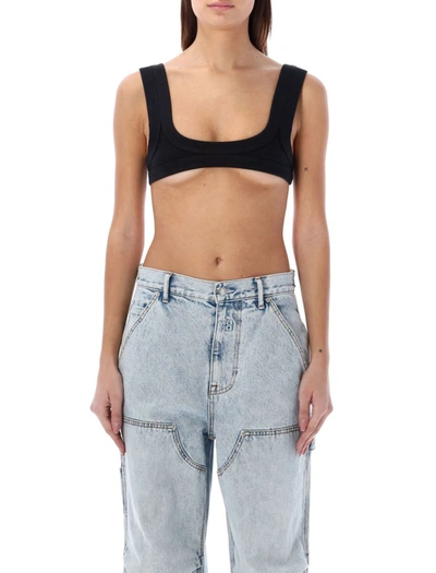 Alexander Wang Pull On Cotton Blend Triangle Bra In Black