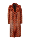 Avant Toi 70`s Jacquard Rever Coat In Yellow & Orange