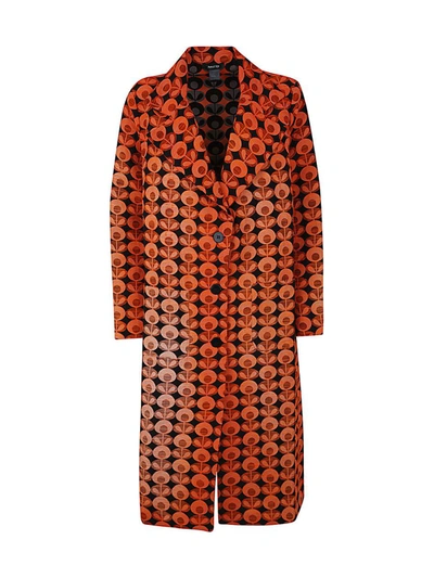 Avant Toi 70`s Jacquard Rever Coat In Orange