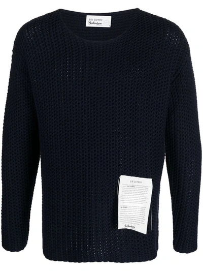 Ballantyne Crew-neck Waffle-knit Jumper In Nero Navy