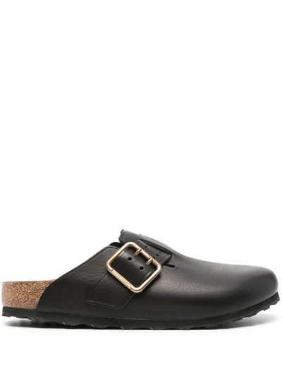 Birkenstock Boston Bold Black, Pull Up Leather Shoes