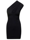 SOLACE LONDON BLACK ALEXA CUT-OUT MINIDRESS IN CREPE KNIT WOMAN