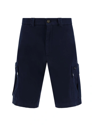 Brunello Cucinelli Cotton Gabardine Cargo Shorts In Blue