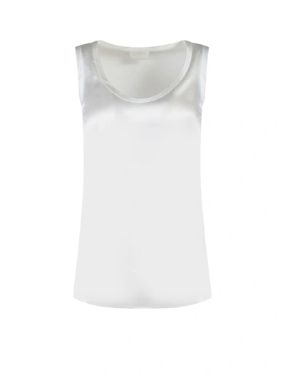 Brunello Cucinelli Satin Silk Tank Top In White