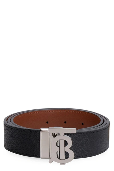 Burberry Reversible Leather Belt In Black