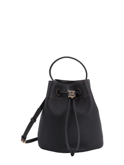 Burberry Leather Bucket Bag In Black