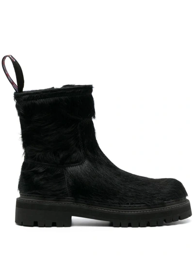 Camperlab Eki Calf-hair Ankle Boots In Black