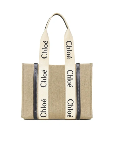 Chloé Medium Woody Tote Bag In Cream