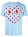 Comme Des Garçons Play Mens Blue Play Dotted Graphic-print Crewneck Cotton T-shirt In 1 Blue