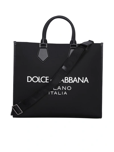 Dolce & Gabbana Nylon Tote Bag In Black