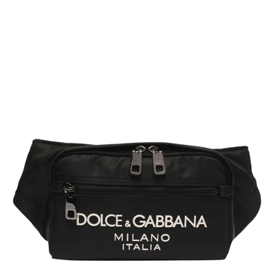 Dolce & Gabbana Embossed-logo Belt Beg In Black
