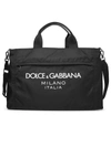 Dolce & Gabbana Black Gym Bag With Contrasting Logo Print In Polyamide Man In Black