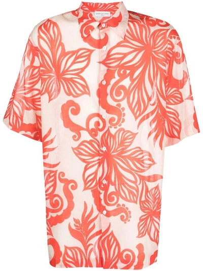 Dries Van Noten Neutral Floral Print Short Sleeved Shirt - Men's - Cotton In Multi