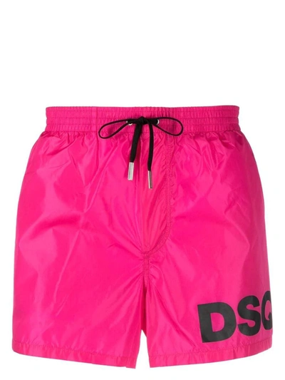 Dsquared2 Logo-print Swim Shorts In Pink