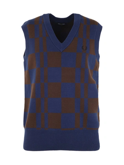 Fred Perry Fp Chequerboard Tank Clothing In Blue