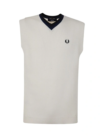 Fred Perry Fp V-neck Knitted Tank Top Clothing In White