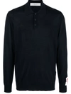 Golden Goose Long-sleeve Knit Polo Shirt In 50501 Navy