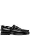 Hereu Alber Leather T-strap Buckle Loafers In Black