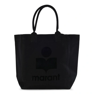 Isabel Marant Black Tote Bag With Tonal Logo Print At The Front In Cotton Woman