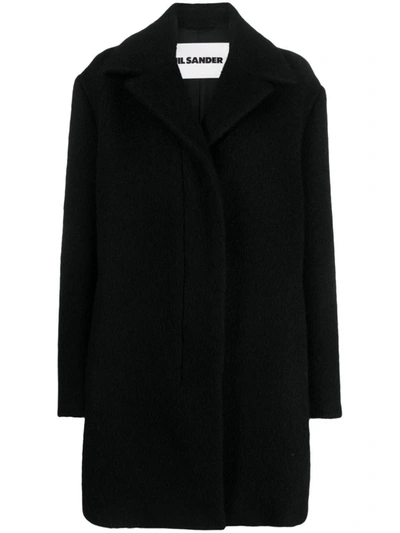 Jil Sander Concealed Wrap Coat In Black