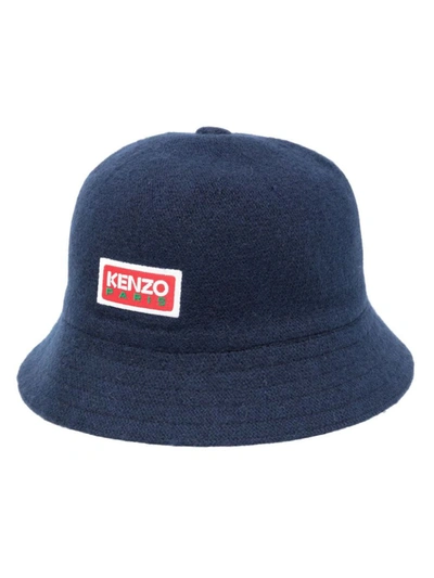 Kenzo Logo-print Bucket Hat In 77 Midnight Blue